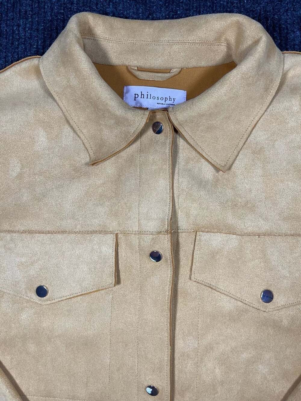 Philosophy Republic Clothing Faux Suede Button-Up Shirt Jacket Medium